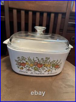 Vintage Corning Ware 5 Liter A-5-B Spice Of Life Dutch Oven & glass Lid
