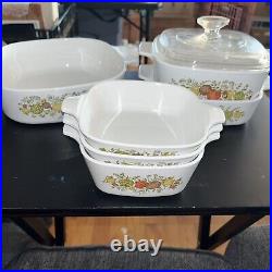 Vintage Corning Ware 7-Piece Spice Of Life Casserole Dish Set with1 Pyrex Lids Vintage Corning Ware 7-Piece Spice Of Life Casserole Dish Set with1 Pyrex Lids