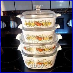 Vintage Corning Ware 8-Pc Spice of Life Casseroles With Lids