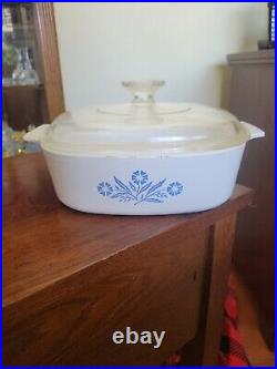 Vintage Corning Ware A-2-B Blue Cornflower 2 Liter Casserole Dish with Lid