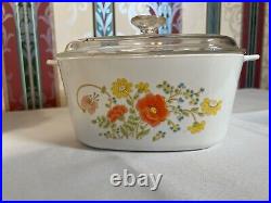 Vintage Corning Ware A-3-B Wildflower 3 Quart Casserole Dish With Lid