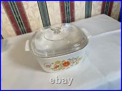 Vintage Corning Ware A-3-B Wildflower 3 Quart Casserole Dish With Lid
