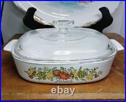 Vintage Corning Ware A-8-B Spice Of Life L' Echalote & Pyrex Lid Made In U. S. A