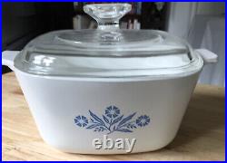 Vintage Corning Ware Blue Cornflower 1 3/4 Qt Casserole P-1 3/4-B /W Lid Used