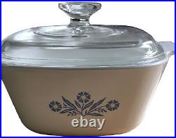 Vintage Corning Ware Blue Cornflower 1 3/4 Qt Casserole P-1 3/4-B /W Lid Used