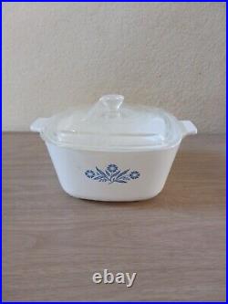 Vintage Corning Ware Blue Cornflower 1 3/4 Quart Casserole Dish P-1 3/4-b & Lid