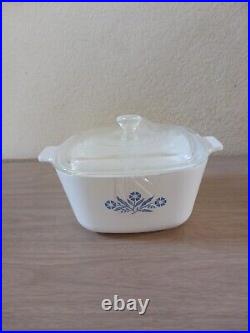 Vintage Corning Ware Blue Cornflower 1 3/4 Quart Casserole Dish P-1 3/4-b & Lid