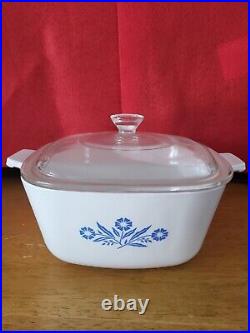 Vintage Corning Ware Blue Cornflower 1 3/4 Quart Dish P-1 3/4-B Lid P-7-C 1960's