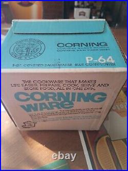 Vintage Corning Ware Blue Cornflower 1 Quart Saucemaker Model P-64 SEALED IN BOX