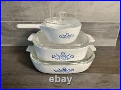 Vintage Corning Ware Blue Cornflower 3 caseroles with lid (6 Pcs) See Photos