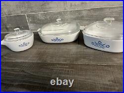 Vintage Corning Ware Blue Cornflower 3 caseroles with lid (6 Pcs) See Photos