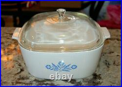 Vintage Corning Ware Blue Cornflower 4 Qt with Lid Stamped p-84-b Excellent Cond