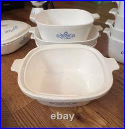 Vintage Corning Ware Blue Cornflower 46 PC Cookware Set Casserole Pan Lids Trays