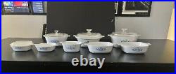 Vintage Corning Ware Blue Cornflower 8 Cookware Pieces Casserole Dishes