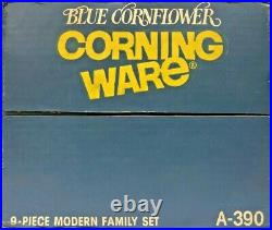 Vintage Corning Ware Blue Cornflower 9 Piece Modern Family Set in Original Box