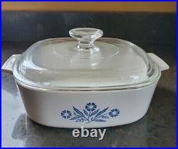 Vintage Corning Ware Blue Cornflower A-2-B 2 Qrt With A9C Lid