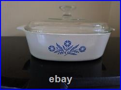 Vintage Corning Ware Blue Cornflower Borosilicate glass PYREX. 3 RARE PIECES