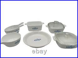 Vintage Corning Ware Blue Cornflower Casserole & Bakeware Set With Lids 7 Piece