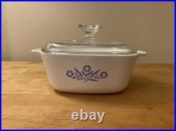 Vintage Corning Ware Blue Cornflower Casserole Dish Bowl P-1/2-B With Lid 1.5 Qt