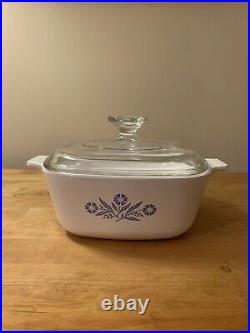 Vintage Corning Ware Blue Cornflower Casserole Dish Bowl P-1/2-B With Lid 1.5 Qt