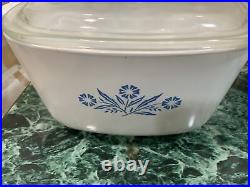 Vintage Corning Ware Blue Cornflower Casserole Dish Set 2 pieces With Lids