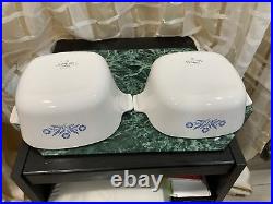 Vintage Corning Ware Blue Cornflower Casserole Dish Set 2 pieces With Lids