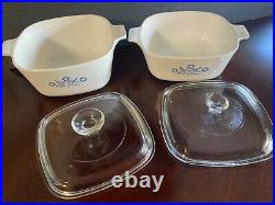 Vintage Corning Ware Blue Cornflower Casserole Dish Set 2 pieces with lids
