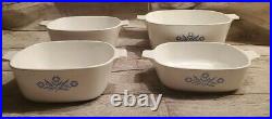 Vintage Corning Ware Blue Cornflower Casserole Dish Set 4 pieces With Lids