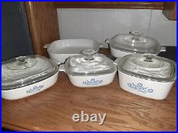 Vintage Corning Ware Blue Cornflower Casserole Dish Set 9 pieces With Lids