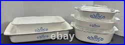 Vintage Corning Ware Blue Cornflower Casserole Dishes with&without Lids USA Lot Of 8