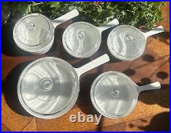 Vintage Corning Ware Blue Cornflower Cooking Skillet Set- 6 Skillets With Lids