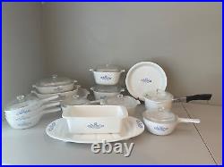 Vintage Corning Ware Blue Cornflower Covered Casserole lot of 24 Pieces