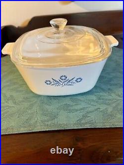 Vintage Corning Ware Blue Cornflower P-1 3/4-B Casserole Dish 1.75 qt w Lid