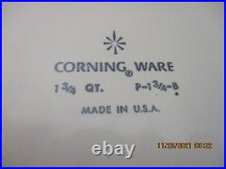 Vintage Corning Ware Blue Cornflower P-1 3/4-b Early Flame Mark Casserole / LID