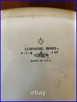 Vintage Corning Ware Blue Cornflower. P-1-B, 1QT CASSEROLE DISH with GLASS LID