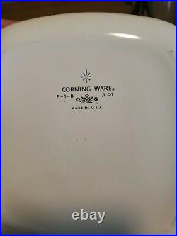 Vintage Corning Ware Blue Cornflower. P-1-B, 1QT with GLASS LID P-7-C RARE