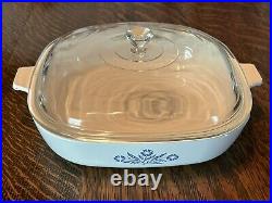 Vintage Corning Ware, Blue Cornflower P-10-B With Lid 10 IN Made In U. S. A. Rare