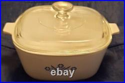 Vintage Corning Ware Blue Cornflower P-2 1/2- B Casserole Dish WithPyrex Lid A-9-C