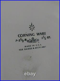 Vintage Corning Ware Blue Cornflower P-2 1/2-B Quart Casserole 2.5qt 1960s USA