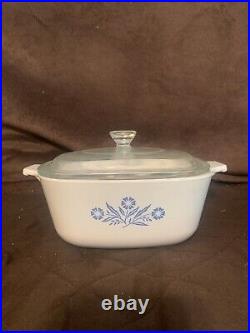 Vintage Corning Ware Blue Cornflower P-7-C 1 1/2 Qt Casserole With Glass Lid x2
