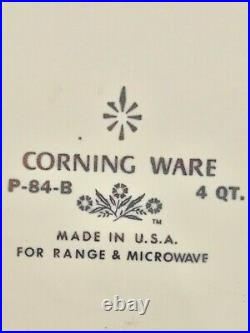 Vintage Corning Ware Blue Cornflower P-84-B Casserole Lid Dutch Oven 4qt