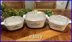 Vintage Corning Ware Blue Cornflower Set 3 Casserole Dishes With Lids