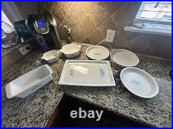 Vintage Corning Ware Blue Cornflower Set 7 Piece With Warming Plate Has Cord