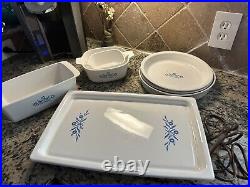 Vintage Corning Ware Blue Cornflower Set 7 Piece With Warming Plate Has Cord