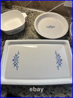 Vintage Corning Ware Blue Cornflower Set 7 Piece With Warming Plate Has Cord