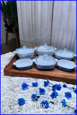 Vintage Corning Ware Blue Cornflower Set Of 10