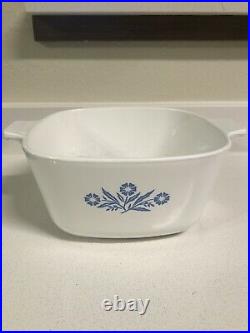 Vintage Corning Ware Blue Cornflower- Set Of 3 Casserole Dishes With One Lid