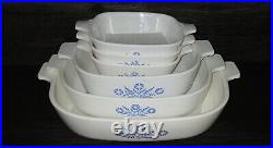 Vintage Corning Ware Blue Cornflower Set Of 6 Casserole Dishes