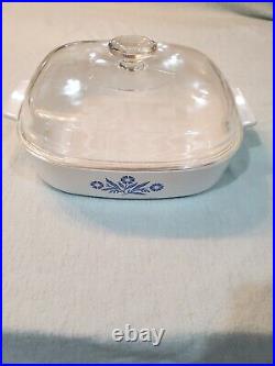 Vintage Corning Ware Blue Cornflower Square Casserole Dish A-10-B With Lid