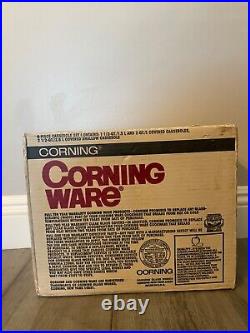 Vintage Corning Ware Blue Cornflower Starter Set 3 Casseroles 3 Lids NIB A-300